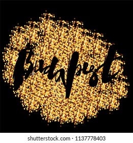 Vector illustration of handwritten lettering "Budapest" to t-shirt design, postcards, logos, banner, poster or textile.