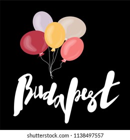 Vector illustration of handwritten lettering "Budapest" to t-shirt design, postcards, logos, banner, poster or textile.