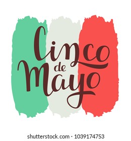 Vector illustration. Handwritten lettering of Cinco de Mayo. Objects isolated on white background.