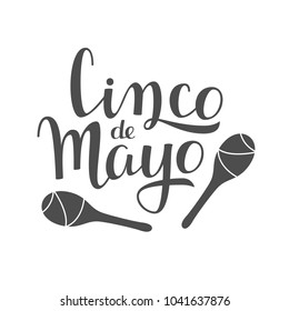 Vector illustration. Handwritten lettering of Cinco de Mayo. Objects isolated on white background.