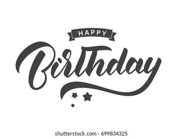 Vector illustration: Handwritten lettering composition of Happy Birthday. Typography design. Greetings card