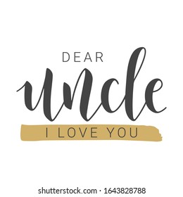  Ilustración vectorial. Cartas escritas a mano del querido tío te amo. Plantilla para tarjeta de felicitación, postal, invitación, grupo, póster, impresión o producto web. Objetos aislados en fondo blanco.