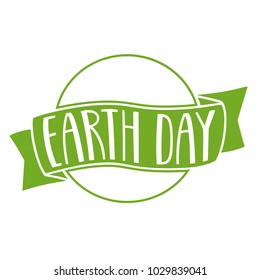 Vector illustration. Handwritten lettering of Earth Day. Objects isolated on white background.
