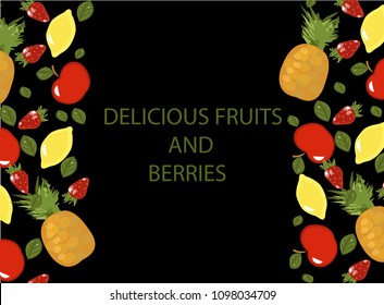Vector illustration of handwritten lettering "fruits and vegetable" to t-shirt design, postcards, logos, banner, poster or textile.