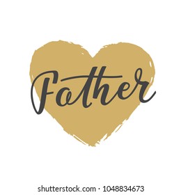 Vector illustration. Handwritten lettering of Happy Father's Day. Objects isolated on white background.