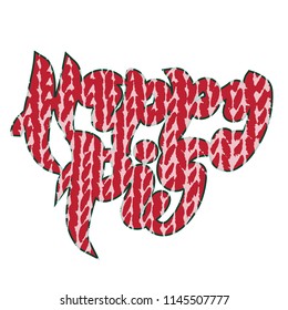 Vector illustration of handwritten lettering "happy pig" to t-shirt design, postcards, logos, banner, poster or textile.
