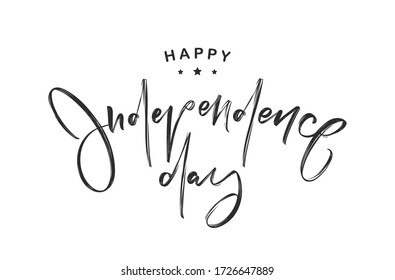 Vector illustration: Handwritten lettering of Happy Independence Day. 