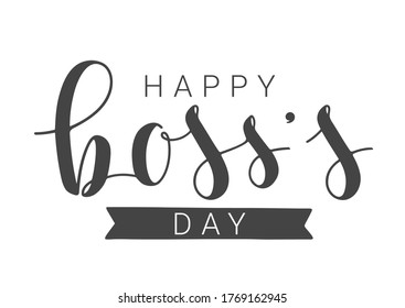 Vector Illustration Handwritten Lettering Happy Bosss Stock Vector ...