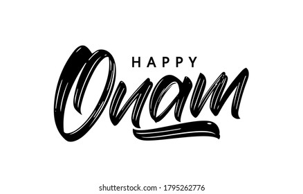 Vector illustration: Handwritten lettering of Happy Onam. Onam Festival.