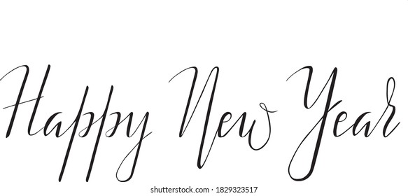 
Vector illustration of handwritten lettering Happy New Year. Greeting card, brochure template. Vector illustration with black holiday labels on a white background.