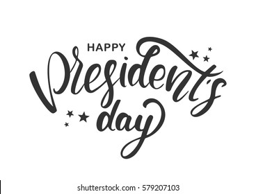 Vector illustration: Handwritten lettering of Happy Presidents Day isolated on white background.