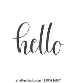 Vector illustration. Handwritten lettering of Hello. Objects isolated on white background.