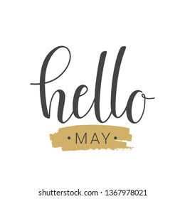 Vector illustration. Handwritten lettering of Hello May. Objects isolated on white background.