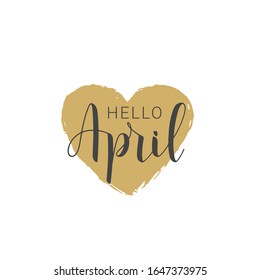  Vektorillustration Illustration. Handgeschriebene Schrift von Hallo April. Vorlage für Banner, Grußkarte, Postkarte, Einladung, Poster oder Aufkleber. Objekte einzeln auf weißem Hintergrund.