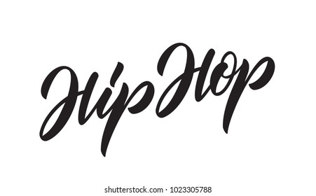 Vector illustration: Handwritten lettering  of Hip Hop. Modern calligraphy.