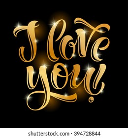 Vector illustration of handwritten lettering for invitation and greeting card, wedding design, prints and posters. Love you calligraphic design