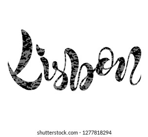 Vector illustration of handwritten lettering "Lisbon" to t-shirt design, postcards, logos, banner, poster or textile.