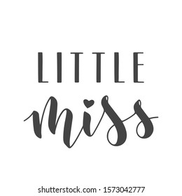 Vector illustration. Handwritten Lettering of Little Miss. Objects Isolated on White Background.