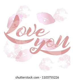 Vector illustration of handwritten lettering "love you" to t-shirt design, postcards, logos, banner, poster or textile.