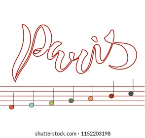 Vector illustration of handwritten lettering "Paris" to t-shirt design, postcards, logos, banner, poster or textile.