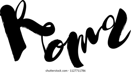 Vector illustration of handwritten lettering "Roma" to t-shirt design, postcards, logos, banner, poster or textile.
