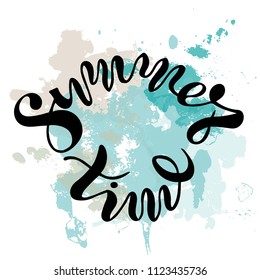 Vector illustration of handwritten lettering "summer time" to t-shirt design, postcards, logos, banner, poster or textile.