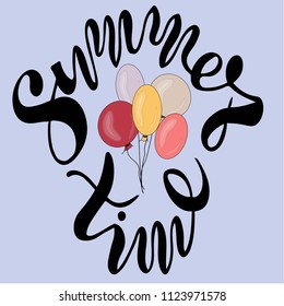 Vector illustration of handwritten lettering "summer time" to t-shirt design, postcards, logos, banner, poster or textile.