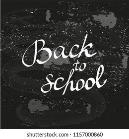 Vector illustration of handwritten lettering text Back to school as a banner, or sticker for shop. Material for advertising, promotional campaign. EPS 10
