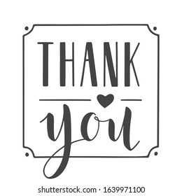 Vector Illustration. Handwritten Lettering of Thank You. Template for Banner, Postcard, Poster, Print, Sticker or Web Product. Objects Isolated on White Background.