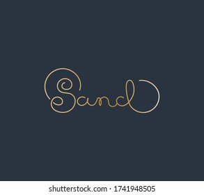 Vector illustration handwritten lettering word "Sand" in linear style.