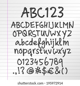 Vector illustration of a handwritten marker alphabet