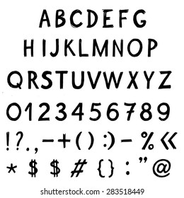 Vector illustration of a handwritten marker alphabet. Type design. Education school abc theme. Trendy style.