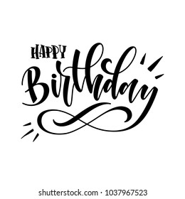 Vector illustration: Handwritten modern brush lettering of Happy Birthday on white background. Typography design. Greetings card.