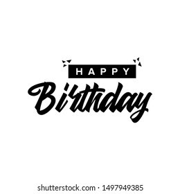 Vector illustration: Handwritten modern brush lettering of Happy Birthday on white background. Typography design. Greetings card.
