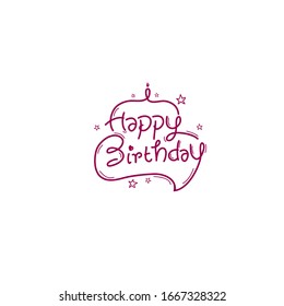 Ilustración del vector: Letrería moderna manuscrita de cumpleaños feliz sobre fondo blanco. Diseño tipográfico. Tarjeta de felicitaciones.