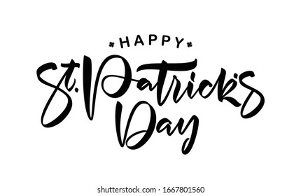 Vektorillustration: Handgeschriebene, moderne Schriftzeichen-Komposition des Happy St. Patrick's Day auf weißem Hintergrund.