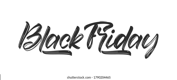 Vector illustration: Handwritten modern brush lettering of Black Friday on white background