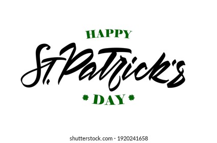 Vector illustration: Handwritten modern brush lettering of Happy St. Patrick's Day.