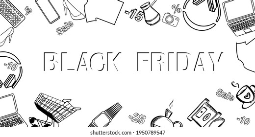Ilustración del vector: Grabado a mano con letras modernas de pincel de Black Friday aislado sobre fondo blanco