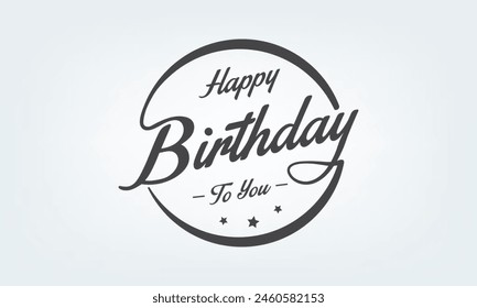 Vector illustration: Handwritten modern brush lettering of Happy Birthday on white background. Typography design. Greetings card.