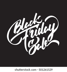 Vector illustration: Handwritten modern brush lettering of Black Friday Sale isolated on dark background