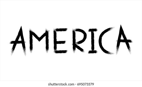 Vector illustration: Handwritten modern brush lettering of America on white background