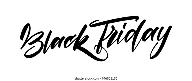 Vector illustration: Handwritten modern brush type lettering of Black Friday on white background