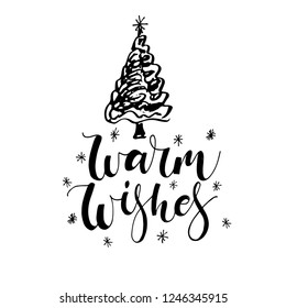 Vector illustration. Handwritten modern calligraphy of Warm  Wishes. Isolated on white background