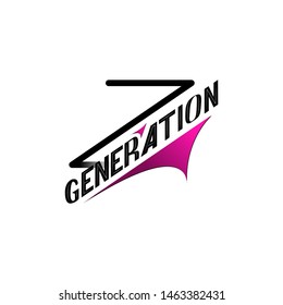 Vector illustration with handwritten phrase Generation Z. Trendy lettering for t-shirt and hoodie. Isolate. Dynamic inscription with black letter Z and pink elements. For banner, club, cafe, shop