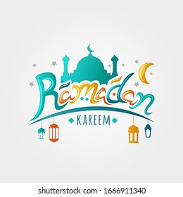 ilustración vectorial de la tarjeta de felicitación ramadan kareem escrita a mano