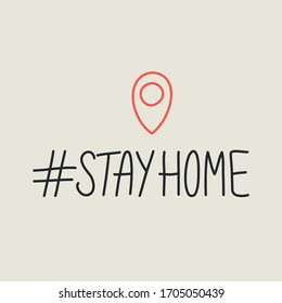 Vector illustration with handwritten stay home save lives motivation.