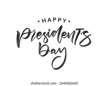 Vector illustration: Handwritten textured ink lettering of Happy Presidents Day isolated on white background.