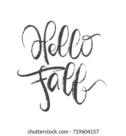 Vector illustration: Handwritten textured lettering of Hello Fall
