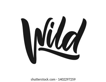 Vector illustration: Handwritten type calligraphic lettering of Wild on white background